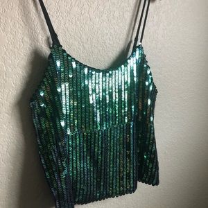 Green Scale Sequin Top
